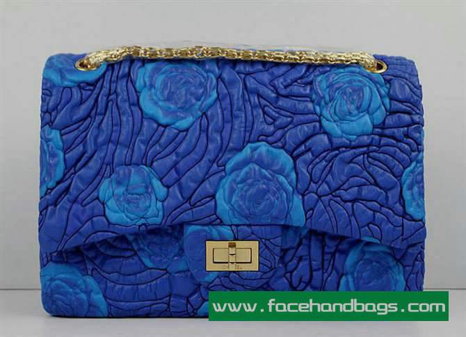 Chanel 2.55 Rose Handbag 50146 Gold Hardware-Blue Chanel 2.55 Rose Handbag 50146 Gold Hardware-Blue